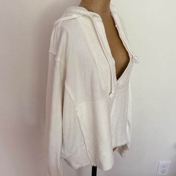 Free People sz M Timko Hoodie Optic White White Hooded Pullover great cond - Picture 5 of 7